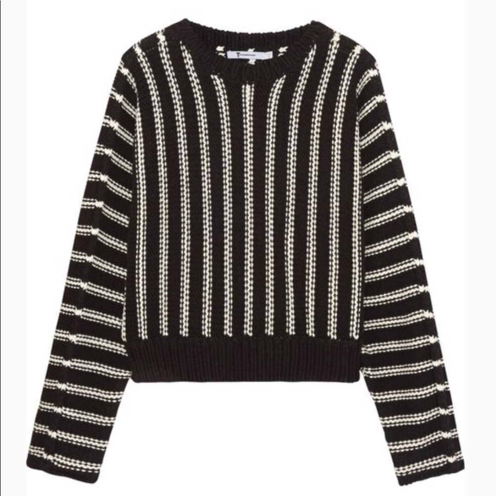 T by Alexander Wang Chunky Striped Cropped Sweater